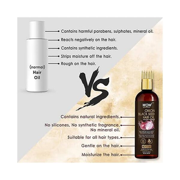 WOW SKIN SCIENCE Onion Black Seed Hair Oil With Comb Applicator (100ml) - WOW SKIN SCIENCE