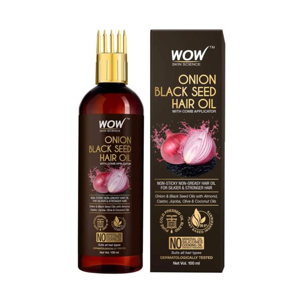WOW SKIN SCIENCE Onion Black Seed Hair Oil With Comb Applicator (100ml) - WOW SKIN SCIENCE
