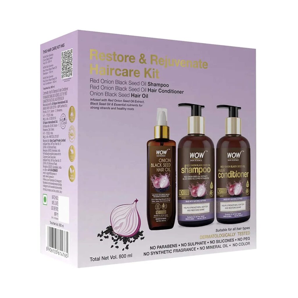 WOW SKIN SCIENCE Onion Black Seed Oil Ultimate Hair Care Kit (3Pcs) - WOW SKIN SCIENCE