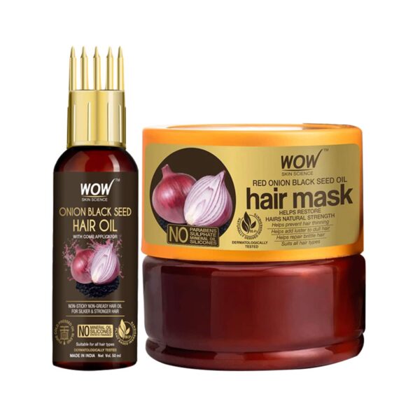 WOW SKIN SCIENCE Red Onion Black Seed Hair Mask and Hair Oil Combo - WOW SKIN SCIENCE