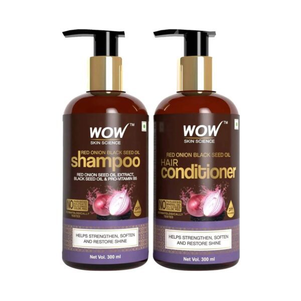 WOW SKIN SCIENCE Red Onion Black Seed Oil Shampoo And Conditioner Kit (2Pcs) - WOW SKIN SCIENCE