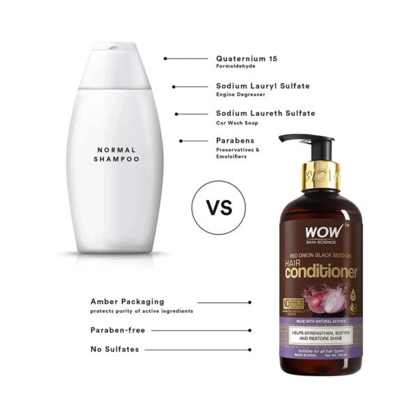 WOW SKIN SCIENCE Red Onion Black Seed Oil Shampoo And Conditioner Kit (2Pcs) - WOW SKIN SCIENCE