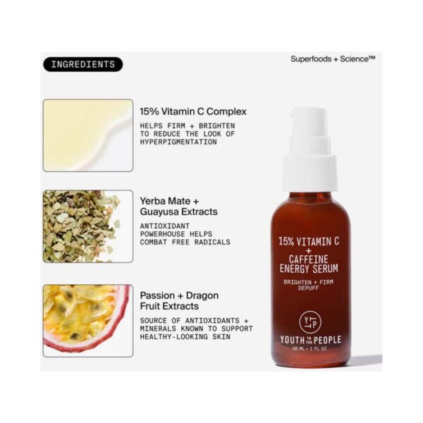 YOUTH TO THE PEOPLE 15% Vitamin C + Caffeine Energy Serum (30 ml) - YOUTH TO THE PEOPLE