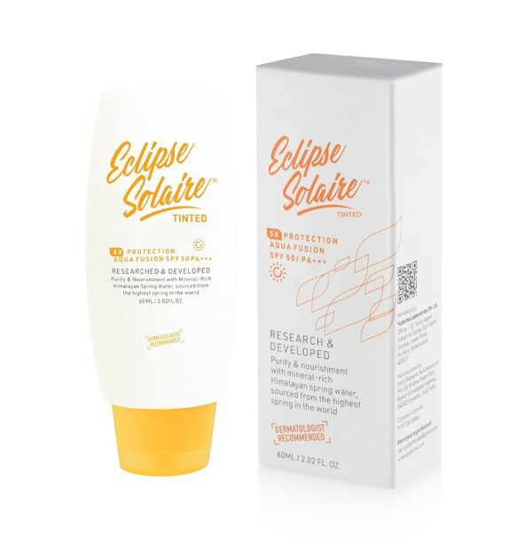 YUDERMA Eclipse Solaire Aqua Fusion Sunscreen - 5X PROTECTION WITH SPF 50 PA+++ | With Himalayan Spring Water | Non-Greasy | All Skin Types 60ml