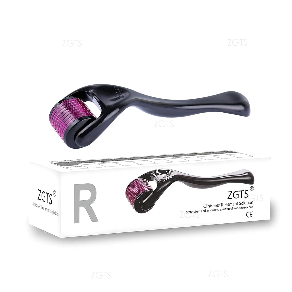 ZGTS Derma Roller System 540 Needles Titanium Alloy Needles Roller for Acne Skin Hair Loss, Purple, 0.5mm