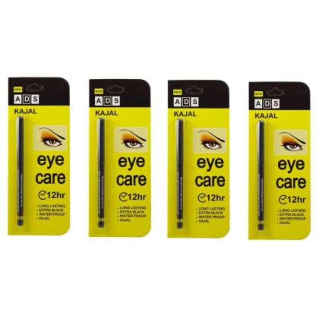 ADS Black kajal Long Lasting Extra Black Waterproof pack of 4 (black, 1.40 g)