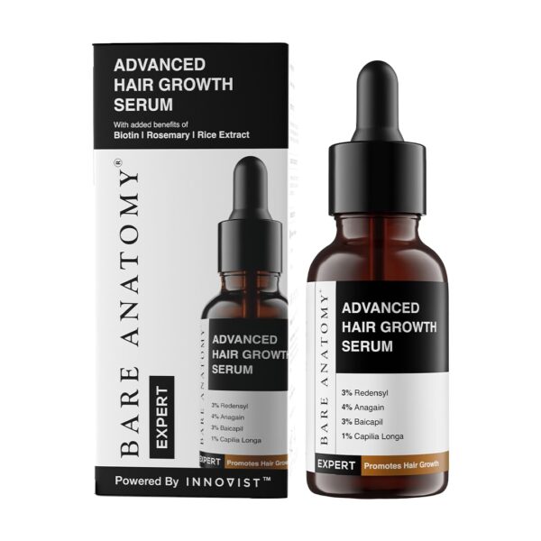 Bare Anatomy Advanced Hair Growth Serum | 3% Redensyl + 4% Anagain + 3% Baicapil + 1% Capilia Longa, Rosemary, Biotin & Rice Extract | Thick Density | Hair growth & Hair fall...