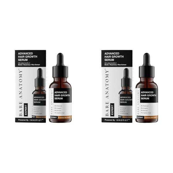 Bare Anatomy Advanced Hair Growth Serum | 3% Redensyl + 4% Anagain + 3% Baicapil + 1% Capilia Longa, Rosemary, Biotin & Rice Extract | Hair growth & Hair fall control serum for...