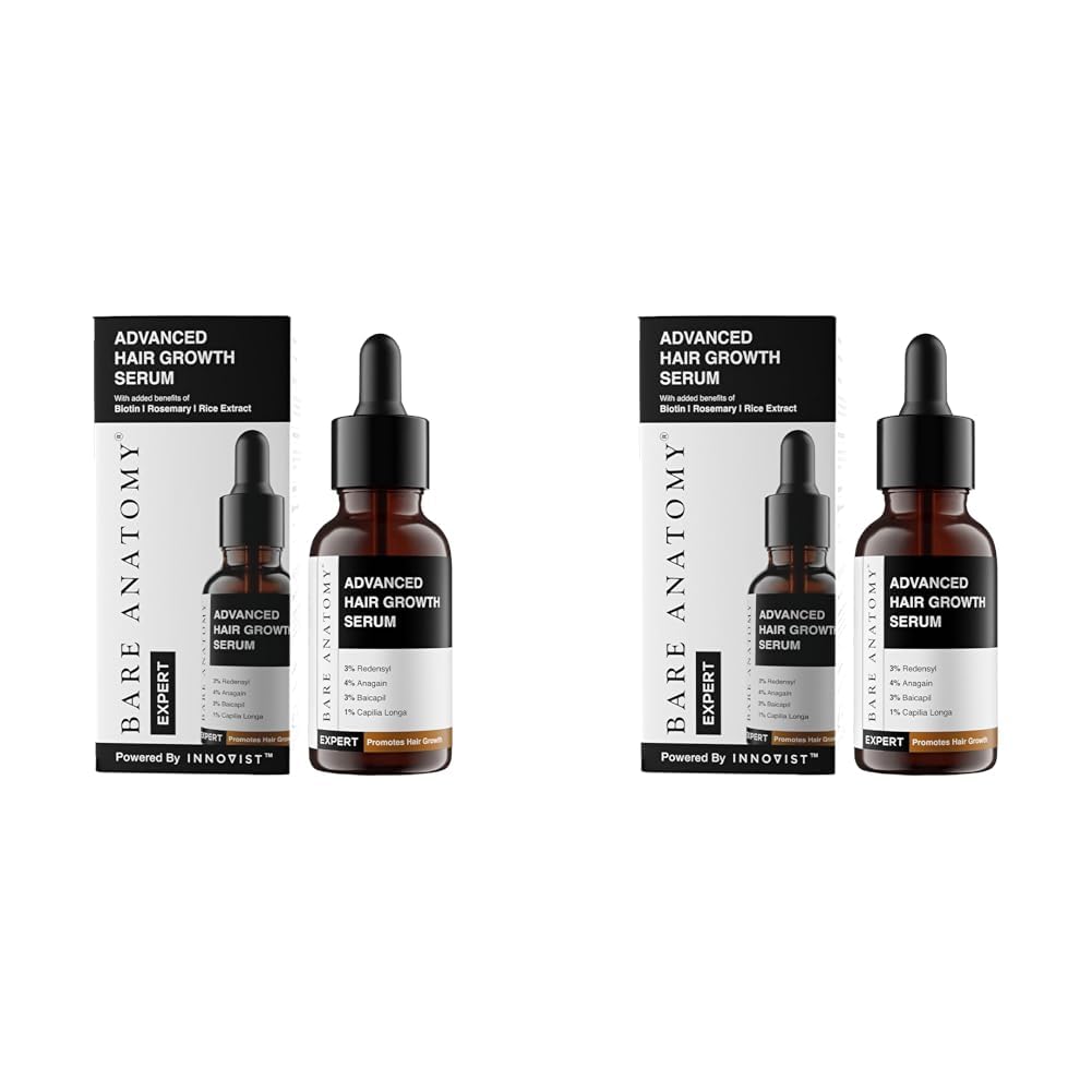 Bare Anatomy Advanced Hair Growth Serum | 3% Redensyl + 4% Anagain + 3% Baicapil + 1% Capilia Longa, Rosemary, Biotin & Rice Extract | Hair growth & Hair fall control serum for...