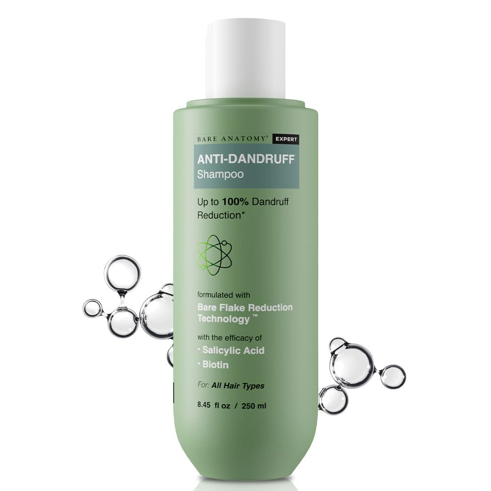 Bare Anatomy Anti Dandruff Shampoo | Reduces Up to 100% Dandruff and Strengthens Hair | Derma Approved Shampoo with Salicylic Acid & Biotin | Helps Remove Flakes and Itching |...