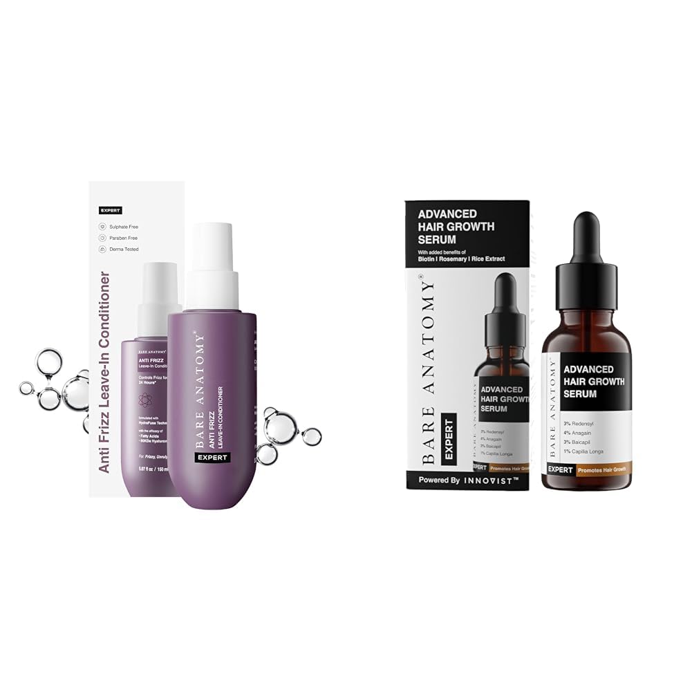 Bare Anatomy Anti Frizz Leave In Conditioner For Women and Men 150ml Advanced Hair Growth Serum | 3% Redensyl + 4% Anagain + 3% Baicapil + 1% Capilia Longa,for Women & Men | 30mL