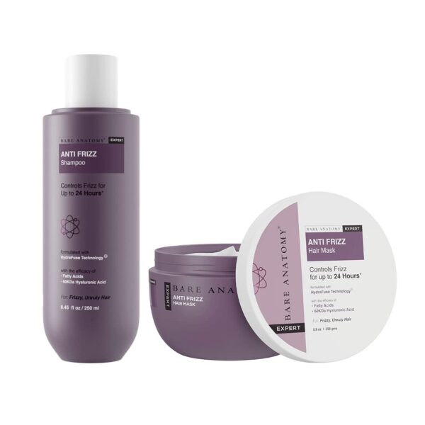 Bare Anatomy Anti Frizz Shampoo + Hair Mask Kit | Frizz Control upto 24 hrs | Powered By Hyaluronic Acid & Fatty Acids | Paraben & Sulphate Free |Women & Men | 250ml + 250g