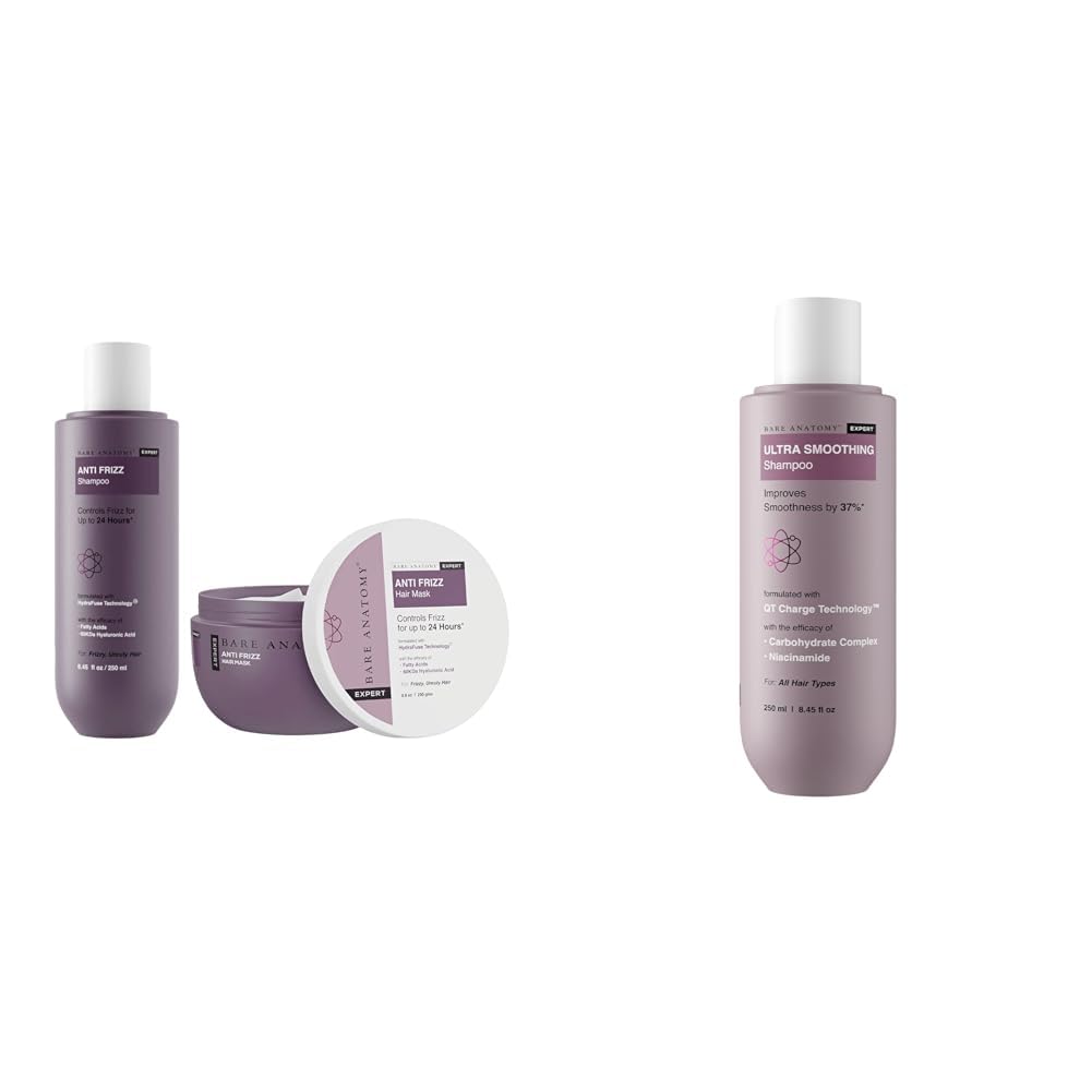 Bare Anatomy Anti Frizz Shampoo + Hair Mask Kit | Paraben & Sulphate Free |Women & Men | 250ml + 250g Ultra Smoothing Shampoo for Dry and Frizzy Hair | For Men & Women | 250ml