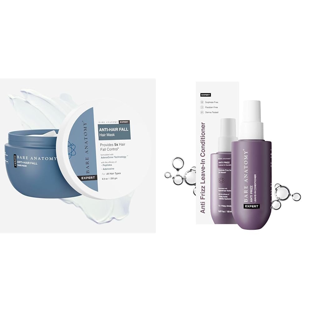 Bare Anatomy Anti-Hair Fall Mask Enriched with Adenosine and Peptides | 250 ml Anti Frizz Leave In Conditioner| Vegan | For Women and Men | Get Smoother, Healthy & Glossy Hair |...
