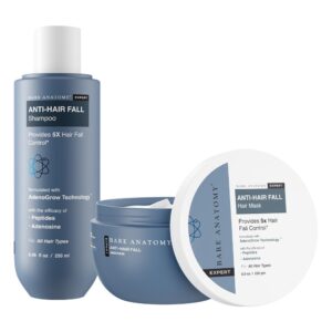 Bare Anatomy Anti Hair Fall Shampoo + Conditioner Mask | Provides 5X Hair Fall Control | Contains Biotin Adenosine, & Peptides | For All Hair Types | Women & Men | 250ml + 250g