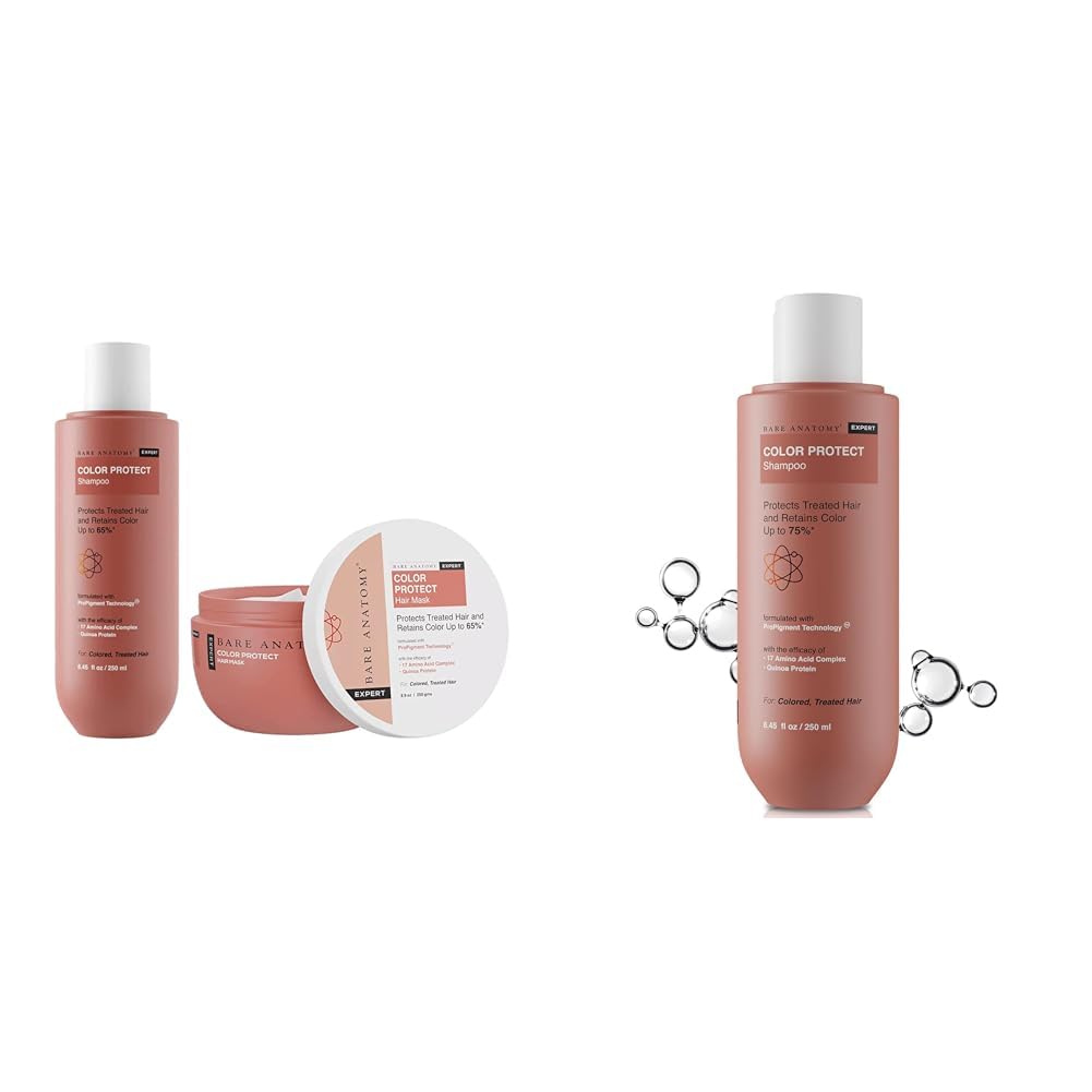 Bare Anatomy Color Protect Shampoo + Hair Mask Kit for Coloured and Treated Hair For Dry & Frizzy Hair, 250ml + 250g Hair Colour Protect Shampoo, Dry & Frizzy Coloured Hair For...