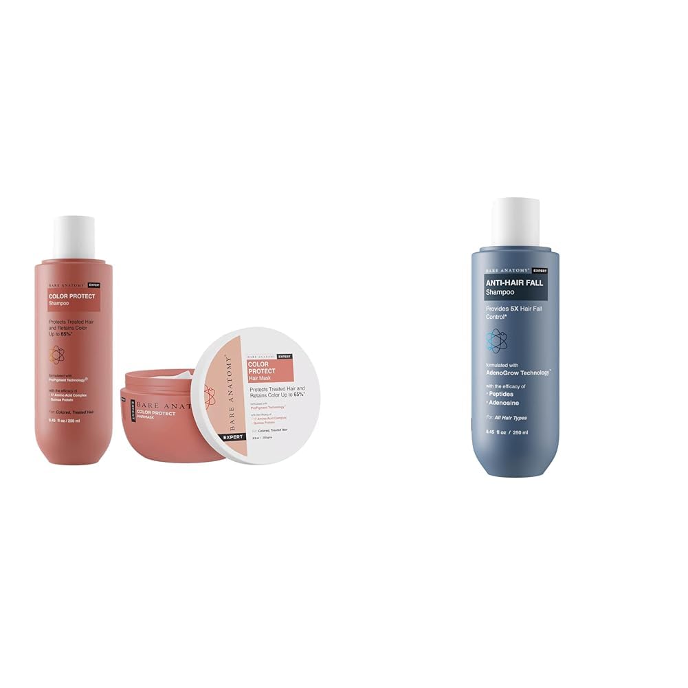 Bare Anatomy Color Protect Shampoo + Hair Mask Kit for Coloured and Treated Hair For Dry & Frizzy Hair, 250ml + 250g Anti Hair Fall Shampoo Vegan| For All Hair Types | For Women...