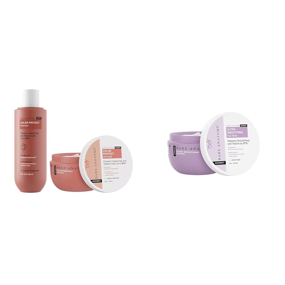 Bare Anatomy Color Protect Shampoo + Hair Mask Kit for Coloured and Treated Hair For Dry & Frizzy Hair, 250ml + 250g Ultra Smoothing Hair Mask For Dry & Frizzy Hair| For Women &...