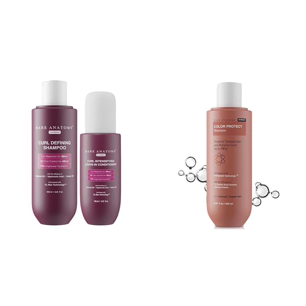 Bare Anatomy Curl Defining Shampoo + Curl Intensifying Leave In Conditioner Cream |Women & Men | 250 ml + 140ml Hair Colour Protect Shampoo, Dry & Frizzy Coloured Hair For...