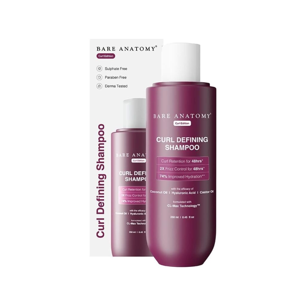Bare Anatomy Curl Defining Shampoo | Curl Retention & 2X Frizz Protection For 48 Hours | Powered By Coconut Oil, Hyaluronic Acid & Castor Oil | Sulphate & Paraben Free | Women &...
