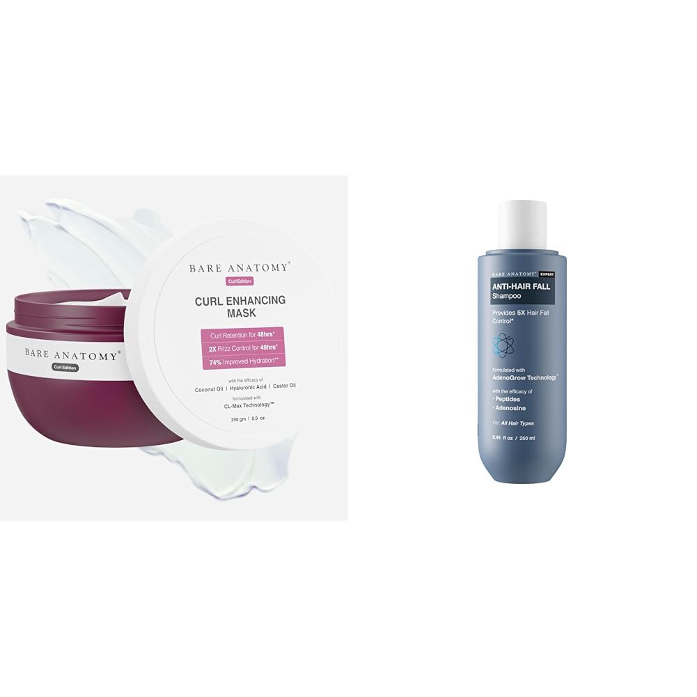 Bare Anatomy Curl Enhancing Hair Mask Sulphate & Paraben Free | 250g Anti Hair Fall Shampoo Vegan| For All Hair Types | For Women & Men | 250ml