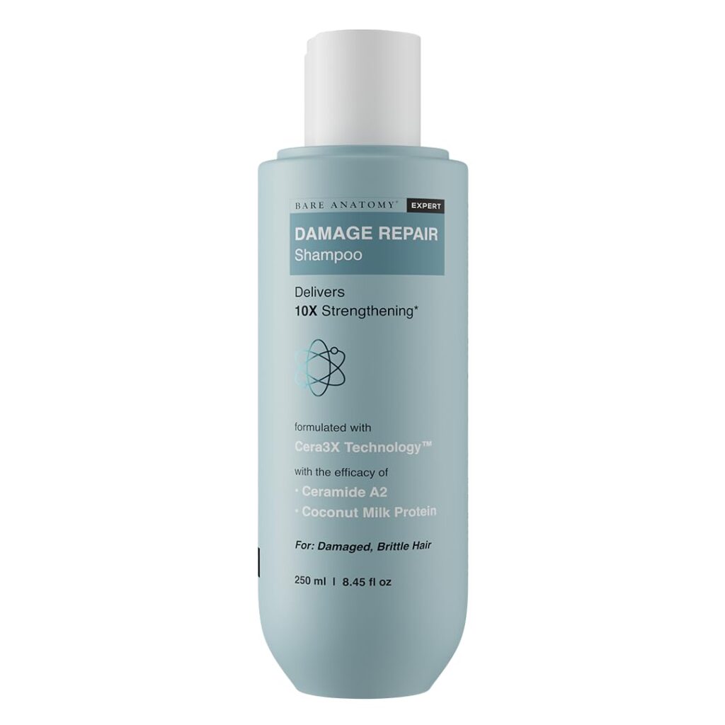 Bare Anatomy Damage Repair Hair Shampoo | Provides 10x Strengthening Powered By Ceramide A2 & Coconut Milk Protein | For Damaged, Dry & Frizzy Hair | Sulphate & Paraben Free |...
