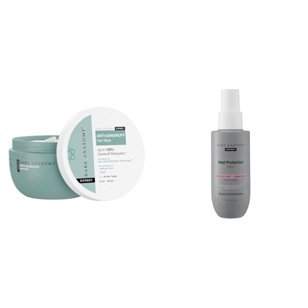 Bare Anatomy EXPERT Anti-Dandruff Hair Mask | Targets Oily Scalp and Sheds Dry Flakes | 250g Heat Protection Spray Serum For Women & Men | Vegan |230 掳C Heat Protection 150 ml