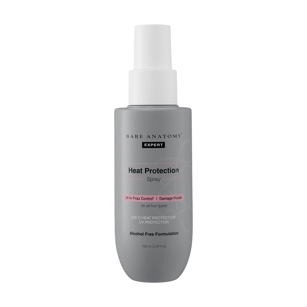 Bare Anatomy Heat Protection Spray Serum| Controls Frizz for up to 24 Hrs | Vitamin E, Pea Protein & Veg Keratin Enriched | Paraben Free | For Women & Men | Vegan |230 °C Heat...