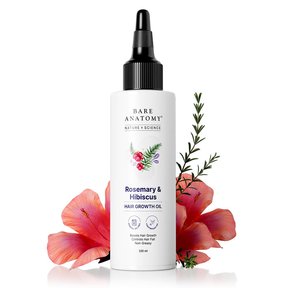 Bare Anatomy Nature x Science Rosemary Hibiscus Hair Growth Oil for Women & Men | Promotes New Hair Growth & Strengthens Hair | Nourishes Scalp & Controls Hair Fall | Suitable...