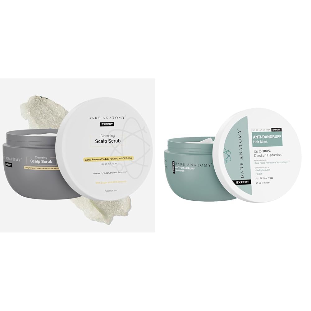 Bare Anatomy Scalp Scrub with Natural AHAs, Coconut & Sugar For Women & Men | 250g EXPERT Anti-Dandruff Hair Mask | Targets Oily Scalp and Sheds Dry Flakes | 250g