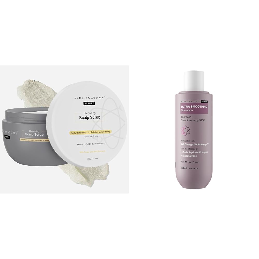Bare Anatomy Scalp Scrub with Natural AHAs, Coconut & Sugar For Women & Men | 250g Ultra Smoothing Shampoo for Dry and Frizzy Hair | SLS & Paraben Free | Vegan | For Men & Women...