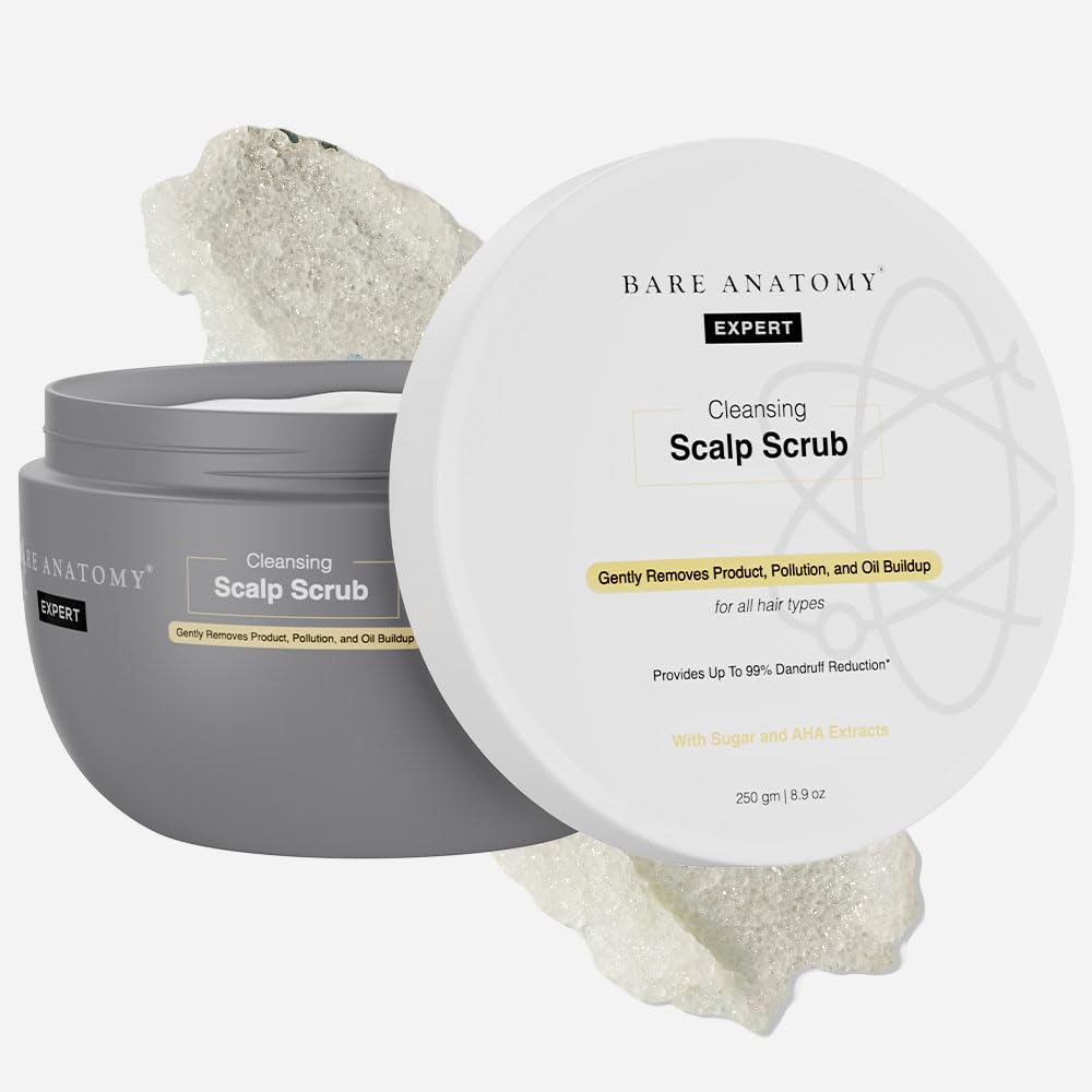 Bare Anatomy Scalp Scrub with Natural AHAs, Coconut & Sugar | Get Up To 99% Dandruff Reduction | Dandruff Remover | Oily Scalp Exfoliator Hair Scrub | Sulphate & Paraben Free |...