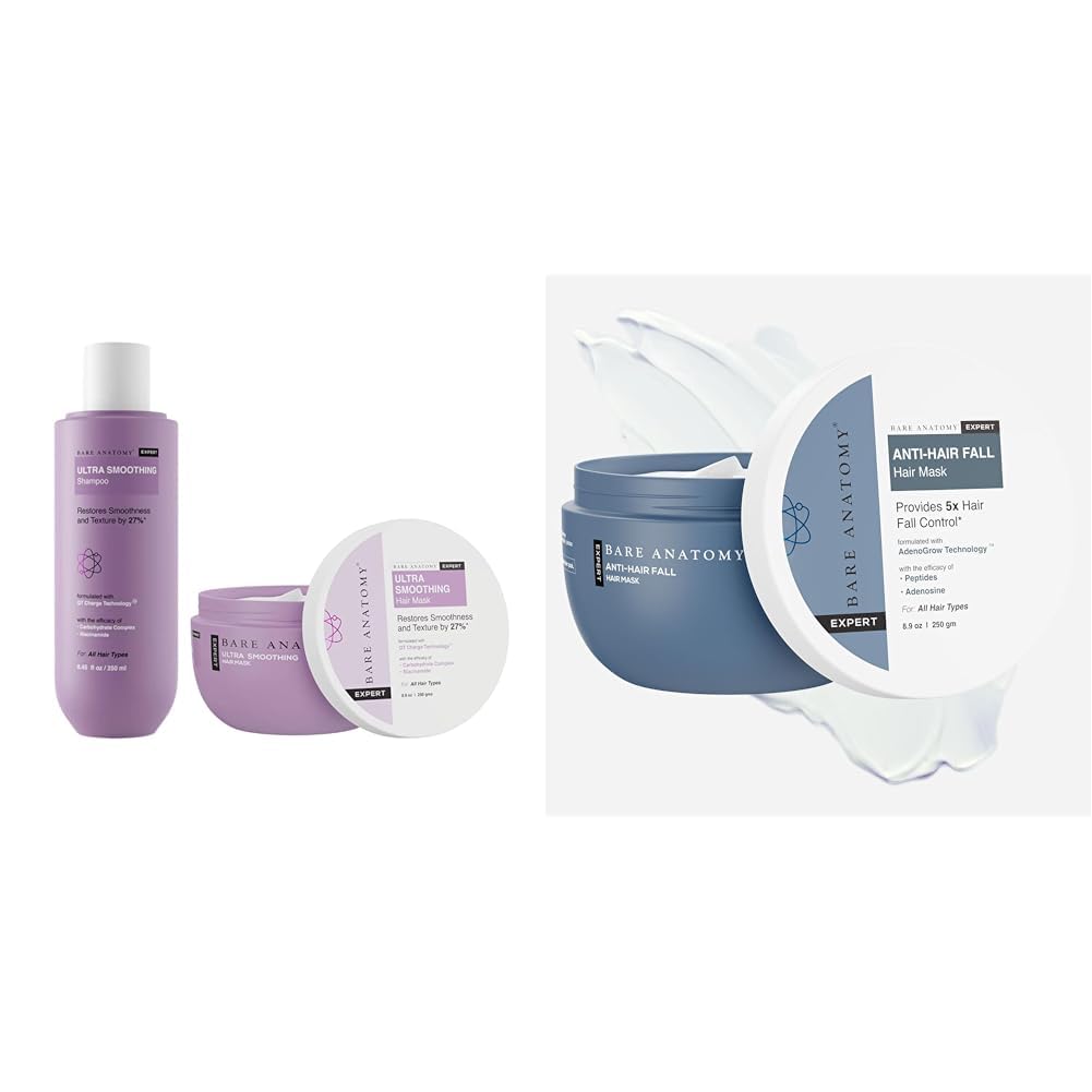Bare Anatomy Ultra Smooth Shampoo + Hair Mask 250ml Anti-Hair Fall Mask Enriched with Adenosine and Peptides | 250 ml