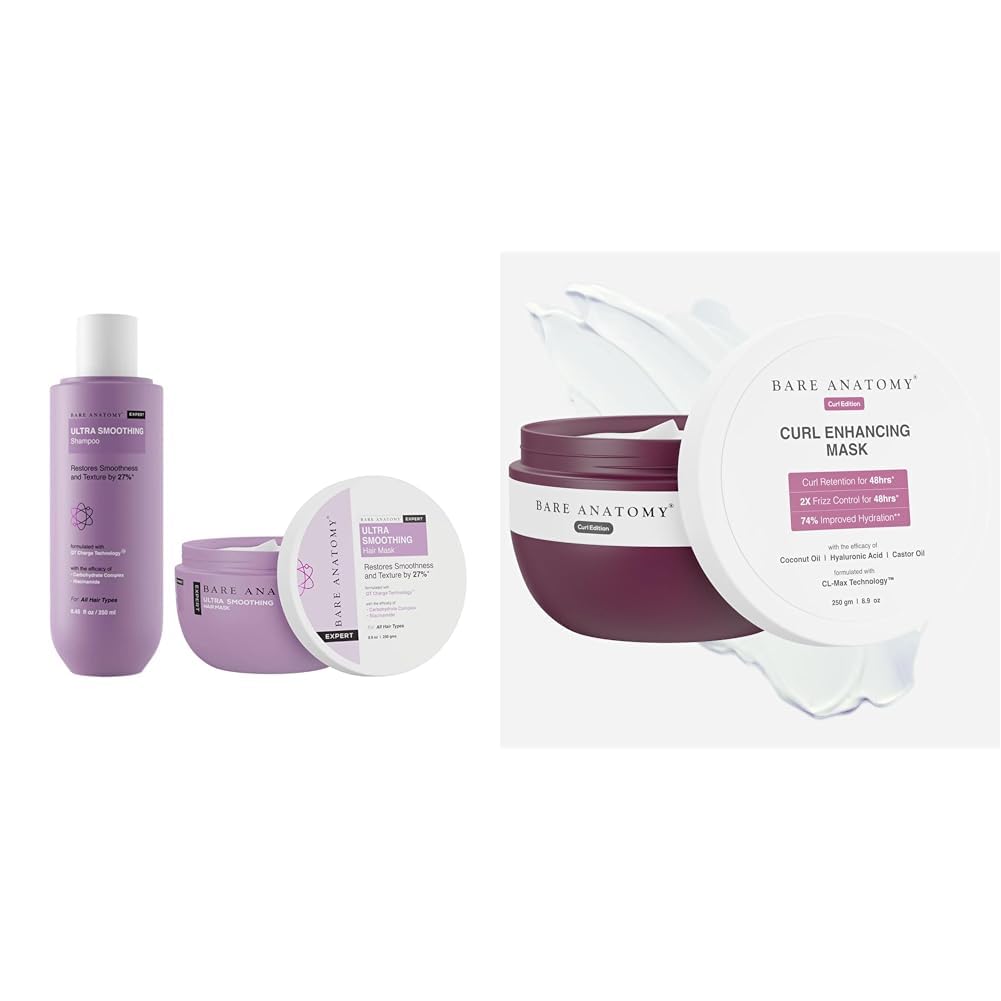 Bare Anatomy Ultra Smooth Shampoo + Hair Mask 250ml Curl Enhancing Hair Mask Sulphate & Paraben Free | 250g