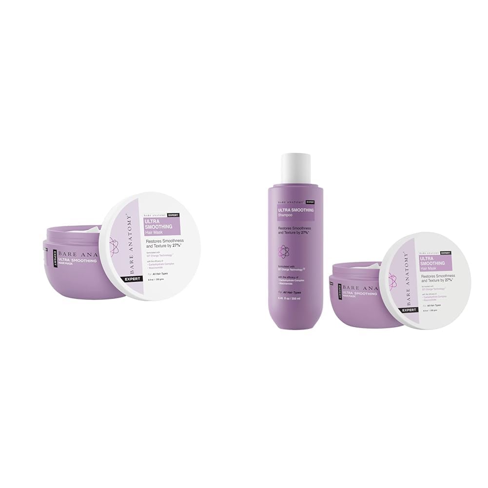 Bare Anatomy Ultra Smoothing Hair Mask For Dry & Frizzy Hair| For Women & Men | SLS & Vegan | 250gm Ultra Smooth Shampoo + Hair Mask 250ml