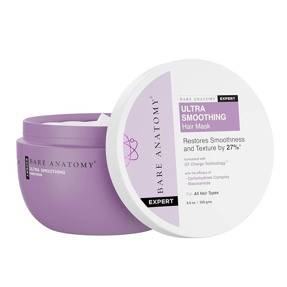 Bare Anatomy Ultra Smoothing Hair Mask For Dry & Frizzy Hair | Restores Smoothness & Texture by 27% | Powered By Carbohydrate Complex & Niacinamide | For Women & Men | SLS &...