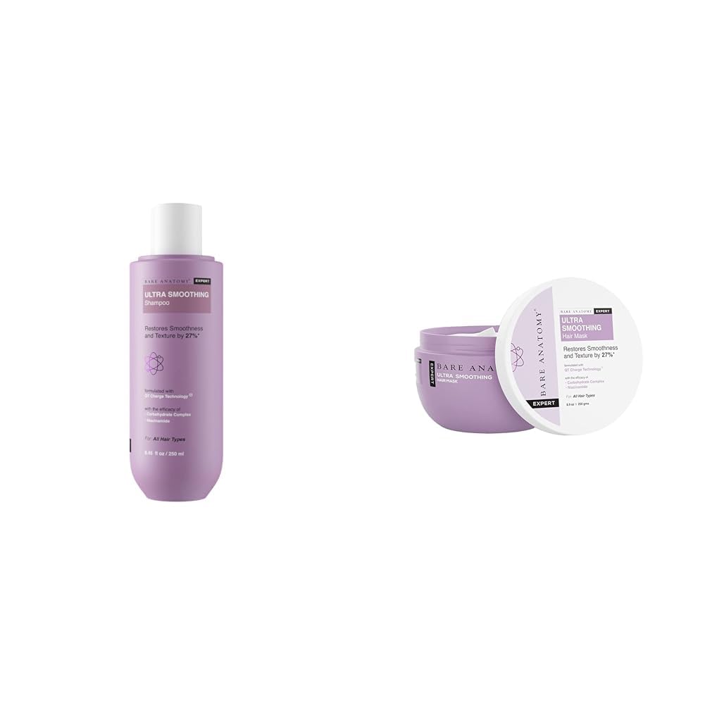 Bare Anatomy Ultra Smoothing Shampoo for Dry and Frizzy Hair | For Men & Women -250ml and Bare Anatomy Ultra Smoothing Hair Mask For Dry & Frizzy Hair For Women & Men | 250ml