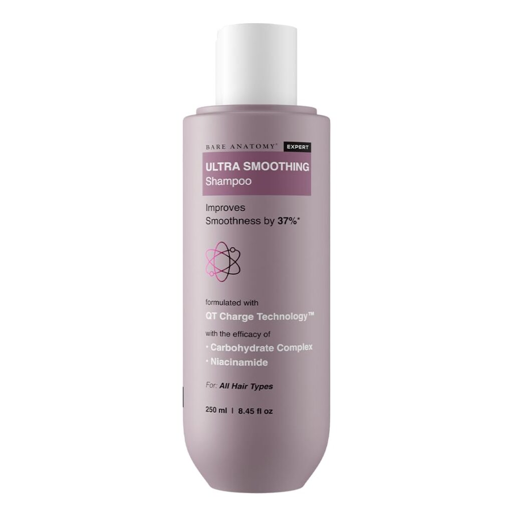 Bare Anatomy Ultra Smoothing Shampoo for Dry and Frizzy Hair | Restores Smoothing & Texture by 37% | Powered By Carbohydrate Complex & Niacinamide | SLS & Paraben Free | Vegan |...