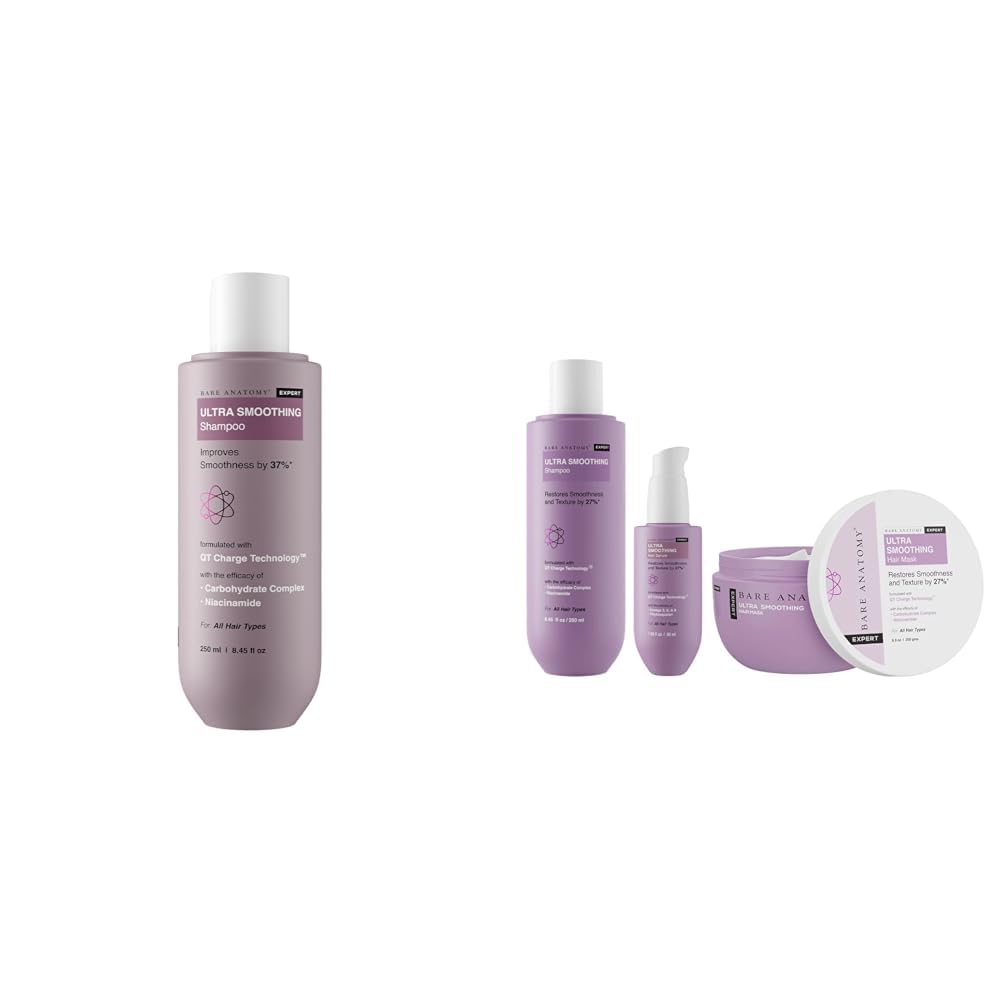 Bare Anatomy Ultra Smoothing Shampoo for Dry and Frizzy Hair | SLS & Paraben Free | Vegan | For Men & Women | 250ml Ultra Smoothing Shampoo + Hair Mask + Serum Kit| Women & Men...