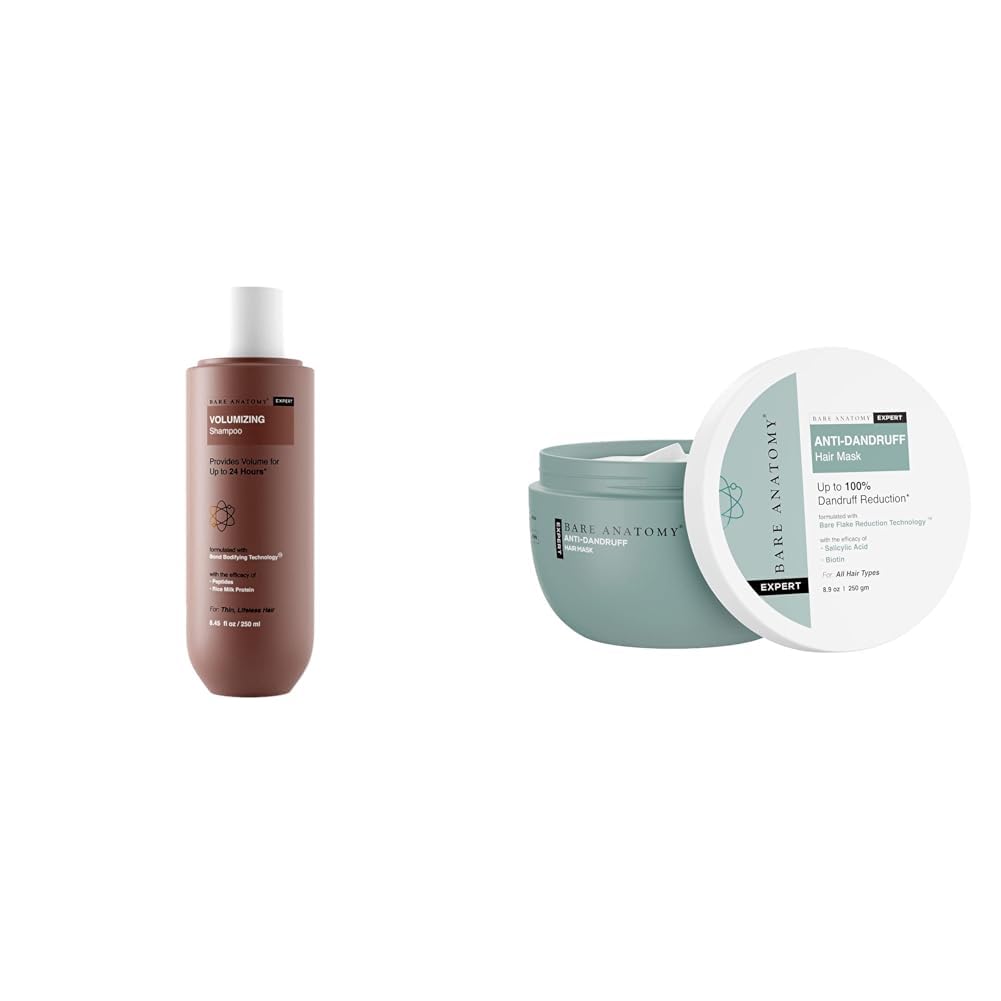 Bare Anatomy Volumizing Shampoo, Volume Shampoo For Thin & Flat Hair For Unisex, 250ml EXPERT Anti-Dandruff Hair Mask | Targets Oily Scalp and Sheds Dry Flakes | 250g