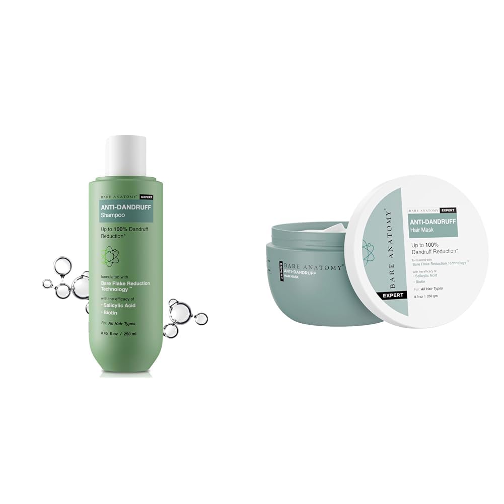 Bare AnatomyEXPERT Anti-Dandruff Shampoo | Targets Oily Scalp and Sheds Dry Flakes 250ml + Anti-Dandruff Hair Mask | Targets Oily Scalp and Sheds Dry Flakes 250g