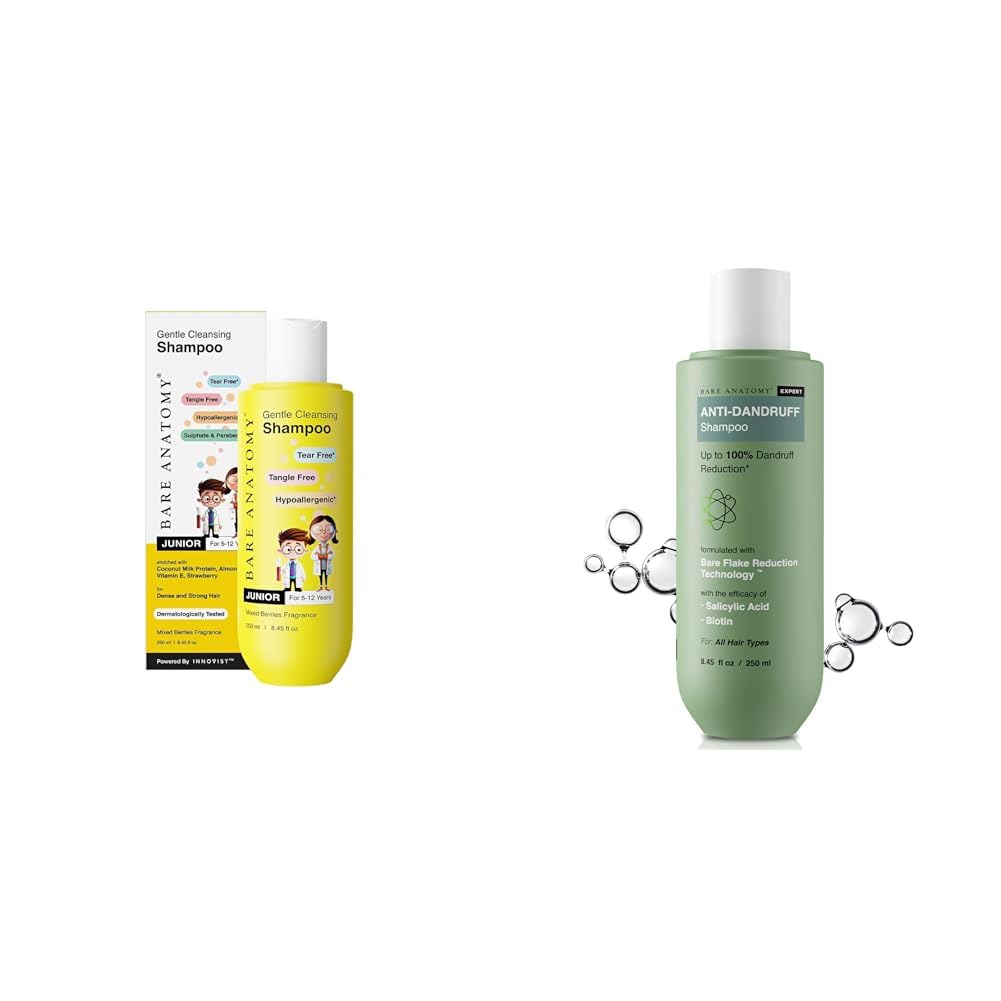 Bare AnatomyJunior Gentle Cleansing Shampoo For Kids from 5-12 Years | Tear-Free & Hypoallergenic pH 5.5 | 250ml + EXPERT Anti-Dandruff Shampoo | Targets Oily Scalp and Sheds...