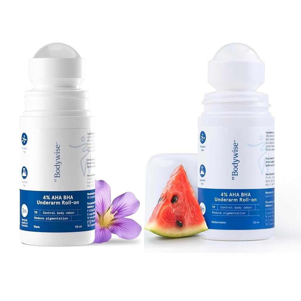 Be Bodywise Female 4% Aha Bha Underarm Roll On | Pack Of 2 | With Flora & Watermelon Fragrance | Masks Body Odour, Reduces Underarm Discoloration & Gives Long Lasting Fragrance...