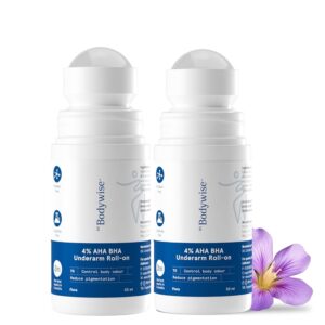 Be Bodywise Under Arm Roll On Pack Of 2, 1% W/W Salicylic, 1% Mandelic, 2% Lactic Acid, Reduces Under Arm Pigmentation & Combats Body Odor, Aluminum Free For Normal To Dry Skin,...