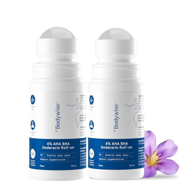 Be Bodywise Under Arm Roll On Pack Of 2, 1% W/W Salicylic, 1% Mandelic, 2% Lactic Acid, Reduces Under Arm Pigmentation & Combats Body Odor, Aluminum Free For Normal To Dry Skin,...