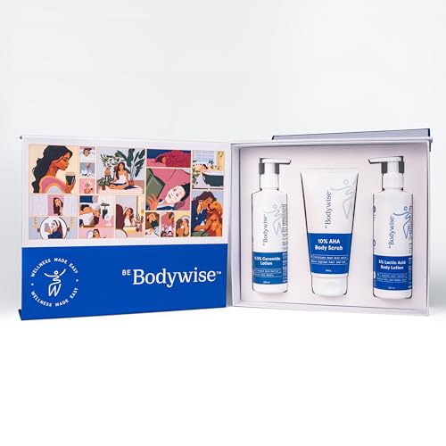 Be Bodywise Winter Glow Gift Pack - With 1% Salicylic Acid Body Wash (250ml), 10% AHA Body Scrub (200g) & 5% Lactic Acid Body Lotion (200ml)