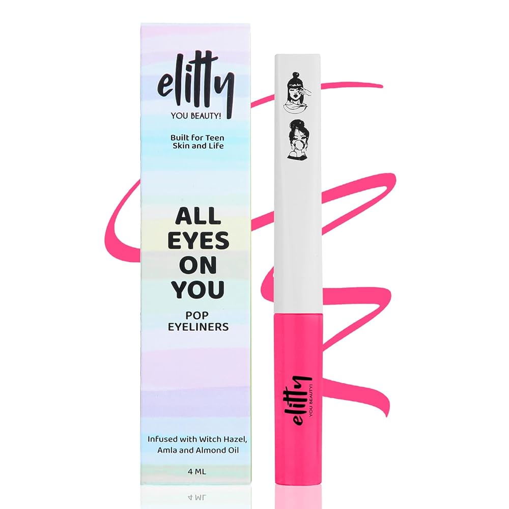 Elitty Waterproof Eyeliner - 4g Deep Pink Colour With Intense Matte Finish | Smudge Proof, Long Lasting Liquid Liner For Eye Makeup | Quick Drying Formula With Fine Tip For...