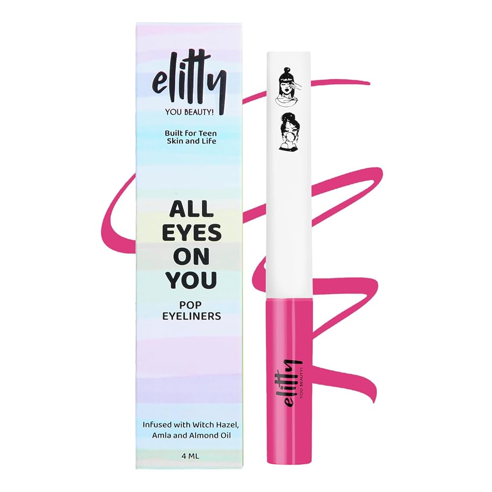 Elitty Waterproof Eyeliner - 4g Hot Pink Colour With Intense Matte Finish | Smudge Proof, Long Lasting Liquid Liner For Eye Makeup | Quick Drying Formula With Fine Tip For...