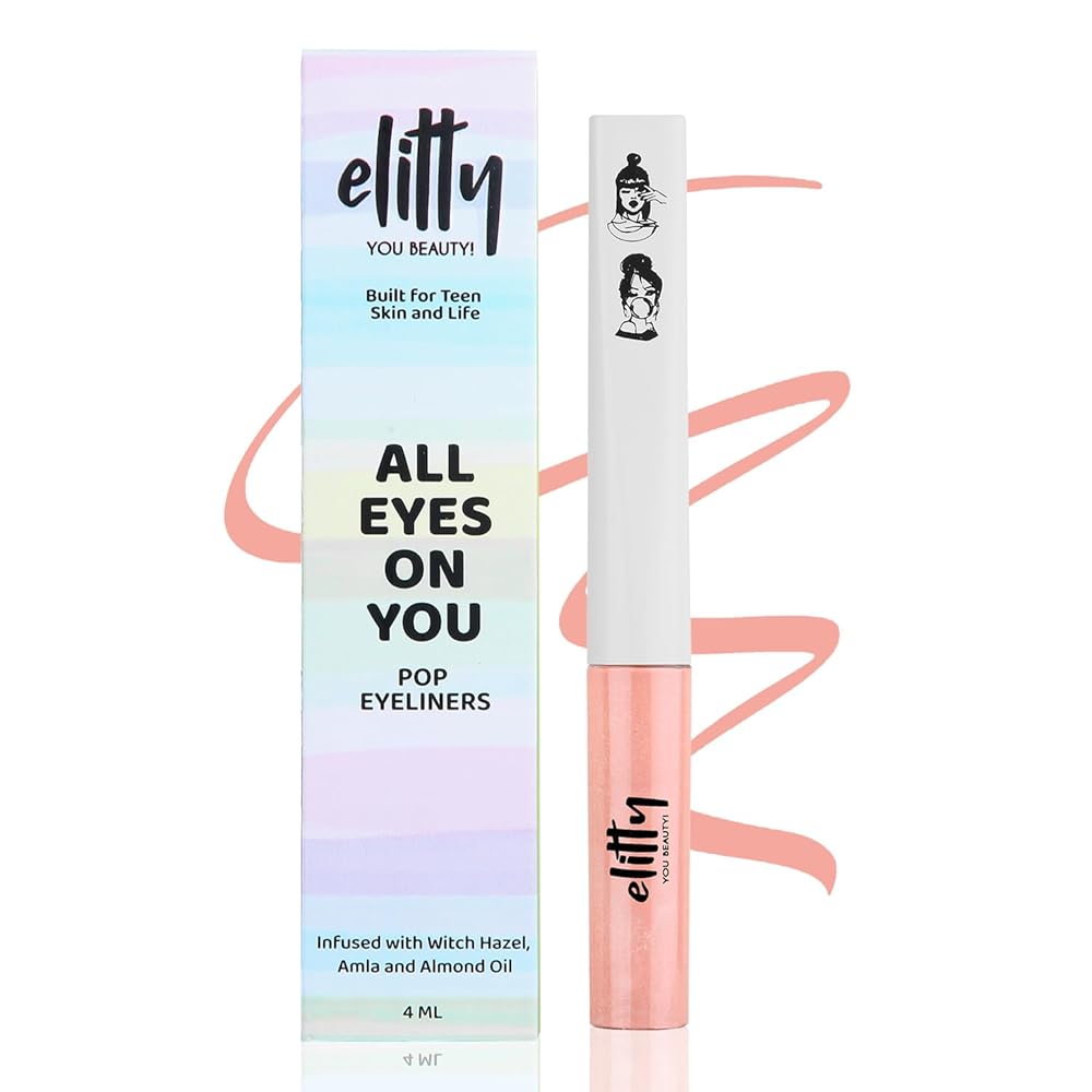 Elitty Waterproof Eyeliner - 4g Peach Colour With Intense Matte Finish | Smudge Proof, Long Lasting Liquid Liner For Eye Makeup | Quick Drying Formula With Fine Tip For Smooth,...