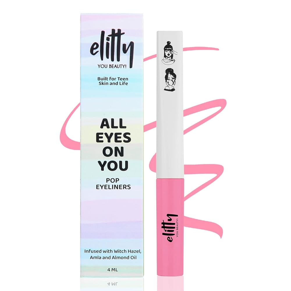 Elitty Waterproof Eyeliner - 4g Pink Colour With Intense Matte Finish | Smudge Proof, Long Lasting Liquid Liner For Eye Makeup | Quick Drying Formula With Fine Tip For Smooth,...